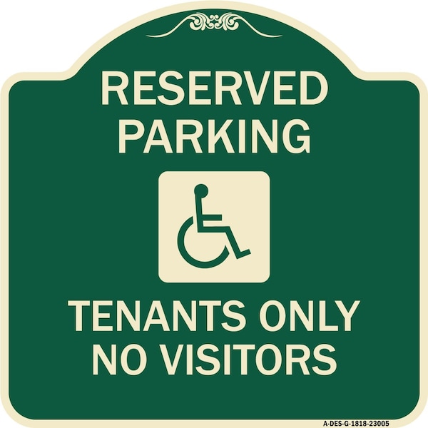 Signmission Reserved Parking Tenants No Visitors W/ Graphic Heavy-Gauge Aluminum Sign, 18" x 18", G-1818-23005 A-DES-G-1818-23005 - main